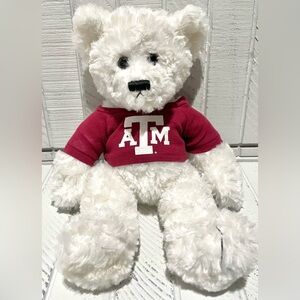 Chelsea Teddy Bear White Soft Plush Aggies TX A&M University Logo Maroon Sweater